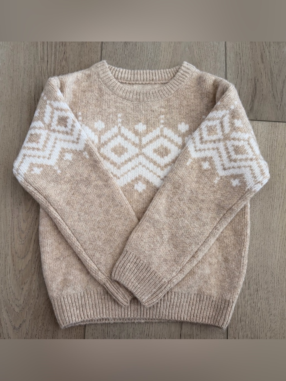 ❄️ NWOT Little Sleepies Frosty Fair Isle Knit Sweater - Neutral Beige/Camel